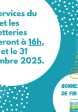 Fermeture des service du SMC à 16h, le 24 et 31 décembre 2025