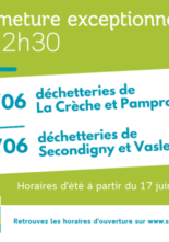 Fermeture exceptionnelle de certaines déchetteries à 12h30, le 17 et 18 juin